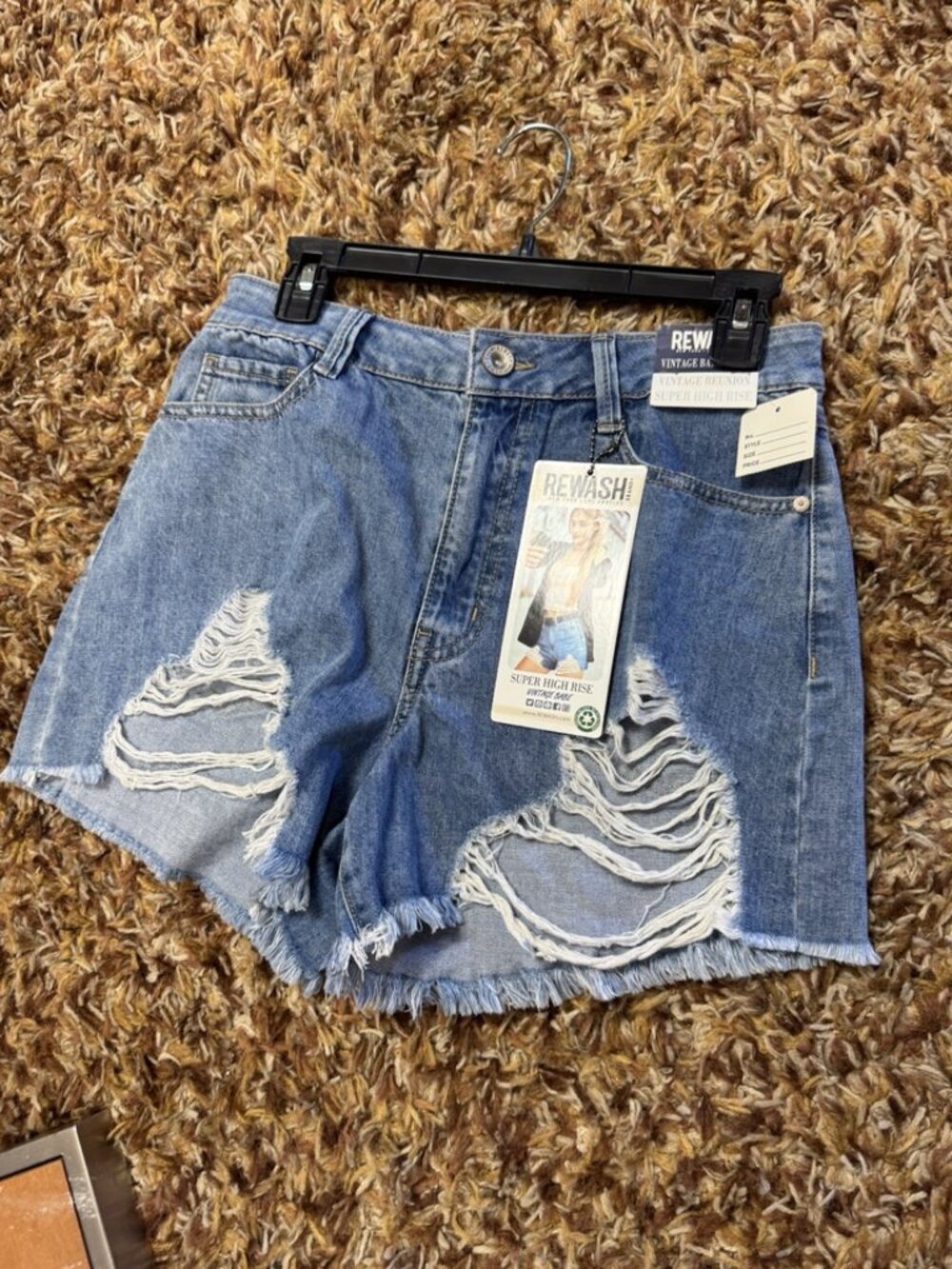 Rewash,Woman,Jeans Shorts,Blue,Sz 9,Cotton,Zipper,Pockets,Broken.!